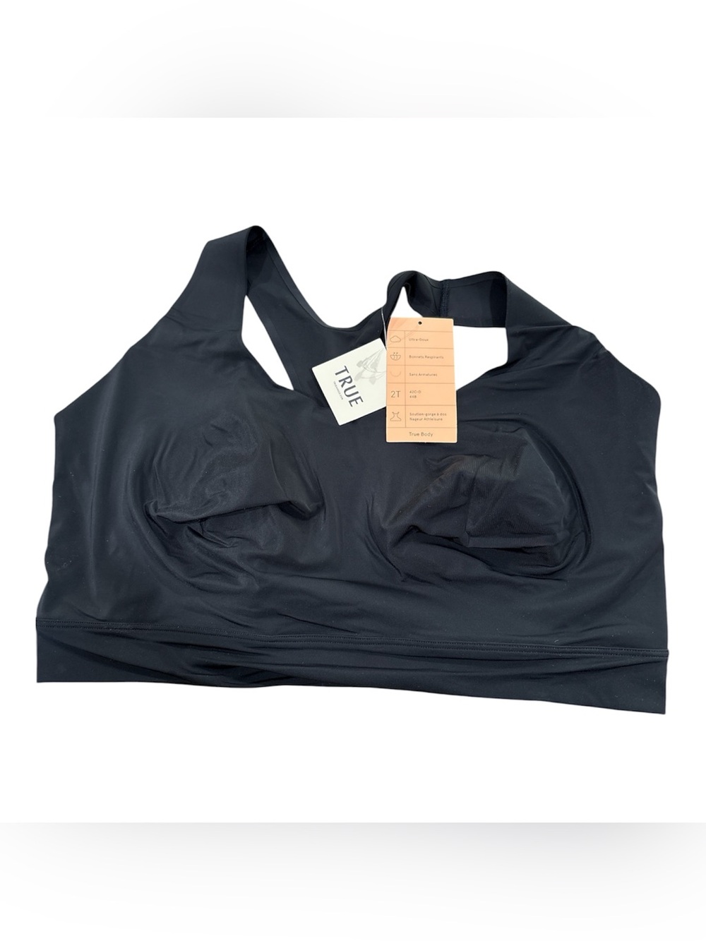 True & Co True Body Athleisure Racerback Bra Top Black 2X New